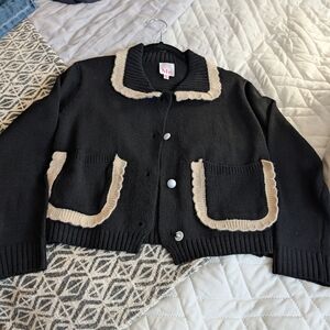 ME Makeover Essentials Black Sweater with Cream Accents